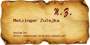 Metzinger Zulejka névjegykártya